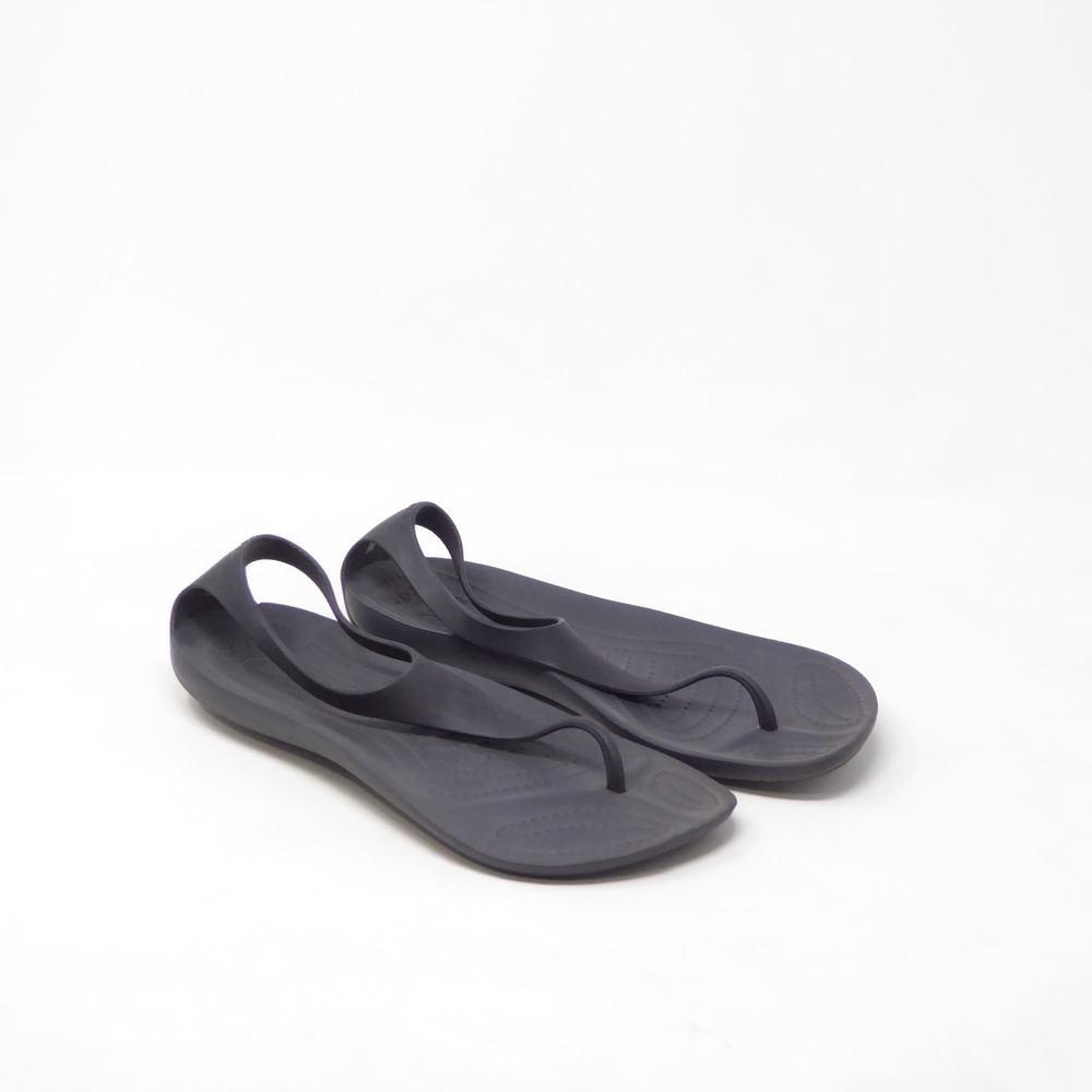 Crocs Womens Sexi Flip Sandals Black T-Strap Slingback 6